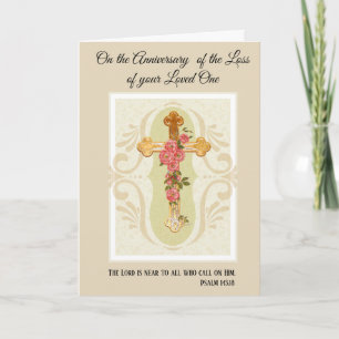 Tarjeta Cruz con Rosas Aniversario de Fallecimiento Ser Qu