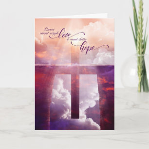 Tarjeta Cruz Cristiana Amor y Esperanza Cáncer Recupérate