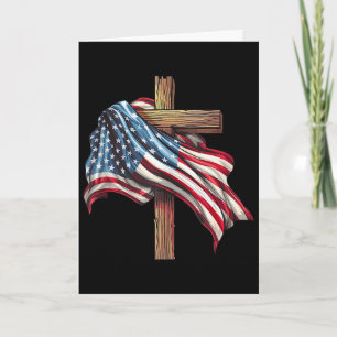 Tarjeta Cruz Cristiana Bandera Americana Jesús 4 De Julio