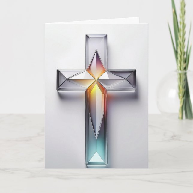 Tarjeta Cruz cristiana de Gemstone Geométrico Colorido (Anverso)