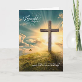 Tarjeta Cruz Cristiana Religiosa en la Colina Pensando en 