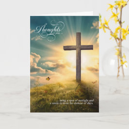 Tarjeta Cruz Cristiana Religiosa en la Colina Pensando en