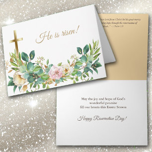Tarjeta Cruz Cristiana Saludo Floral de Pascua