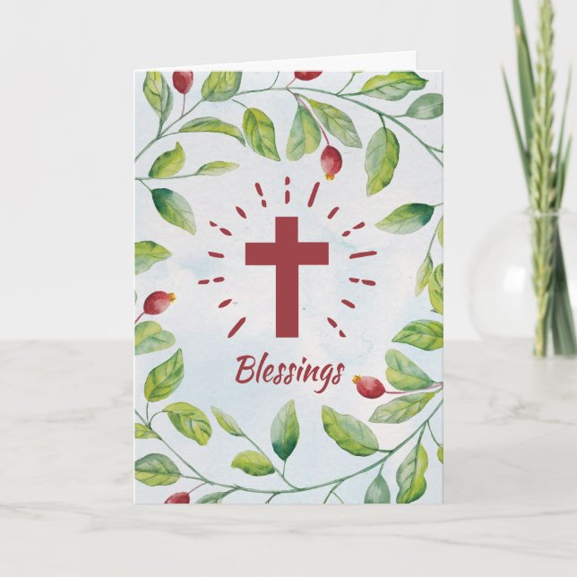 Tarjeta Cruz de Bendiciones en Wreath (Anverso)