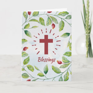 Tarjeta Cruz de Bendiciones en Wreath