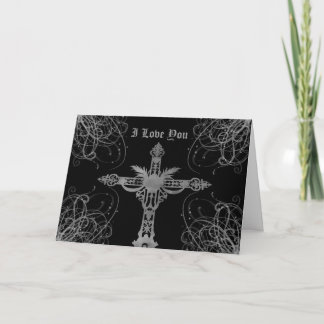 Tarjeta Cruz de cementerio gótico, te amo