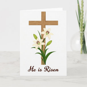 Tarjeta Cruz de Flores Él ha Resucitado