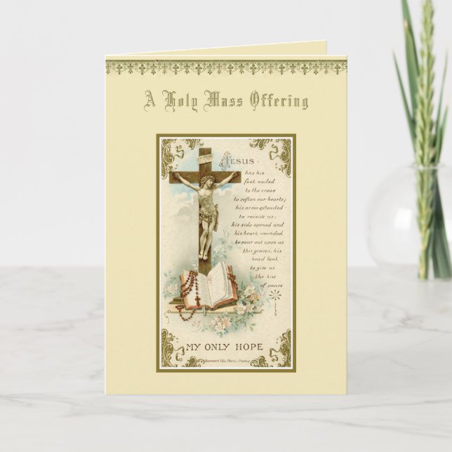 Tarjeta Cruz de la misa de la simpatía tradicional católic (Anverso)