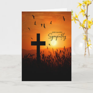 Tarjeta Cruz de la puesta del sol y simpatía cristiana Sil