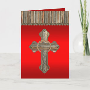 Tarjeta Cruz de madera occidental con cuerda adornos de ma