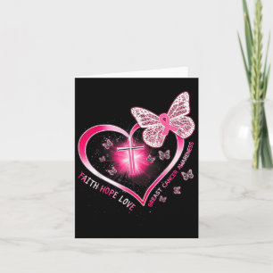Tarjeta Cruz de Mariposa Rosa Fe Esperanza Amor Cáncer de