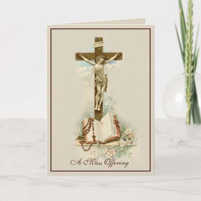 Tarjeta Cruz de oferta religiosa católica tradicional (Anverso)