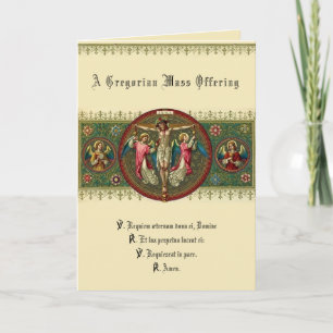 Tarjeta Cruz de Ofrenda de la Misa de Sufragio Católica Gr