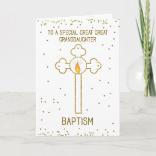 Tarjeta Cruz de oro para el bautizo de la bisnieta