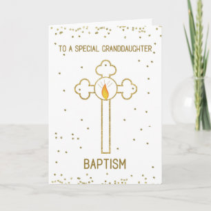 Tarjeta Cruz de oro para el bautizo de la nieta