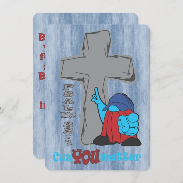 Tarjeta Cruz de Piedra Cuz Usted Importa Salm 32 1 (Anverso / Reverso)