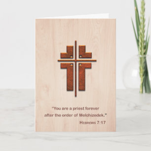 Tarjeta Cruz de Sacerdote de Bendiciones sobre Madera