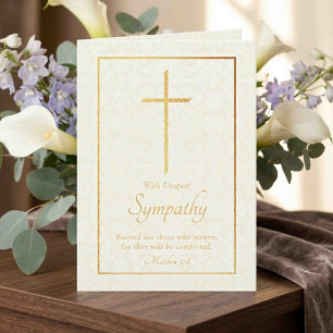 Tarjeta Cruz de simpatía de papel de oro elegante