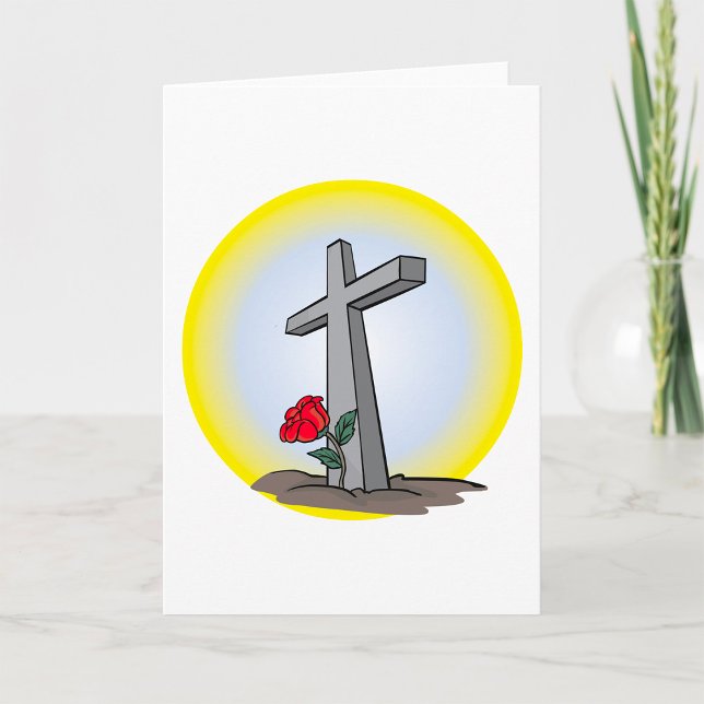 Tarjeta Cruz de tumba religiosa con rosa roja (Subido por el creador)