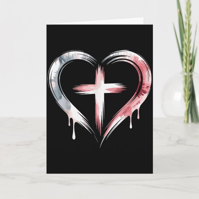 Tarjeta Cruz del corazón Fe cristiana Amor  (Anverso)