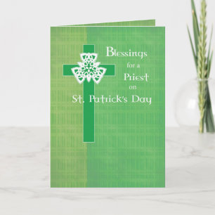 Tarjeta Cruz del Día del Sacerdote San Patricio