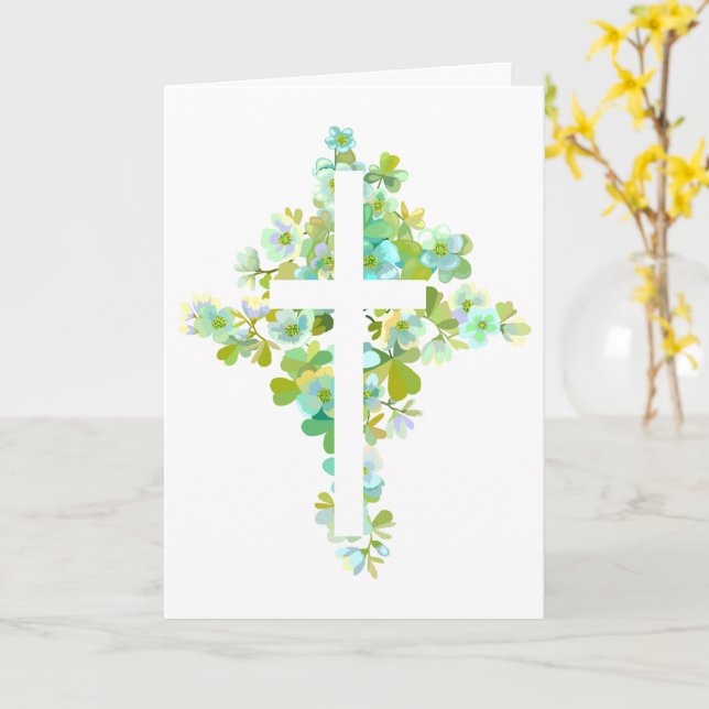 Tarjeta Cruz Floral (flor amarilla)