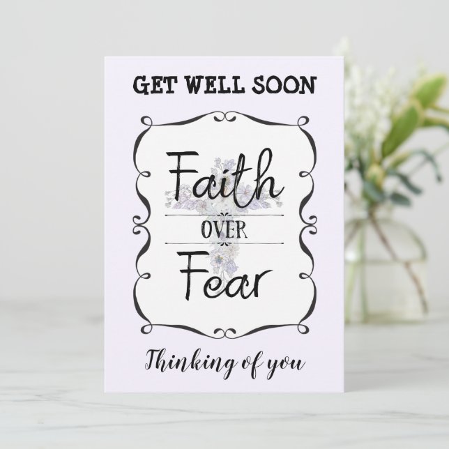 Tarjeta Cruz floral con cita cristiana Get Well Card (Anverso de pie)