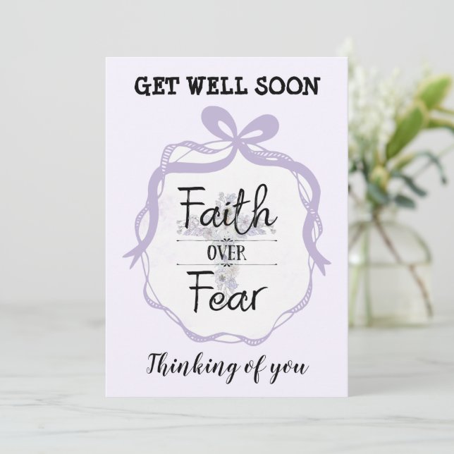 Tarjeta Cruz floral con cita cristiana Get Well Card (Anverso de pie)
