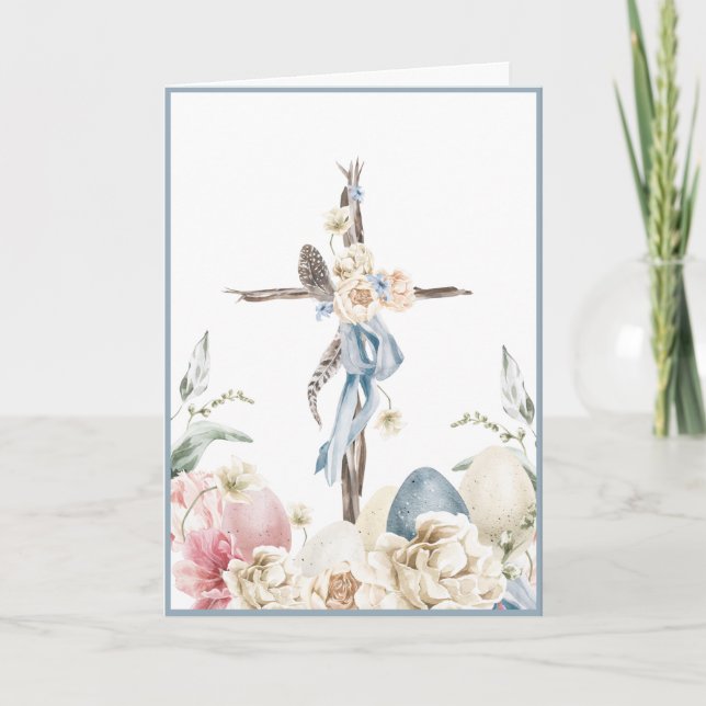 Tarjeta Cruz floral | Es un auto personalizado de Risen Ea (Anverso)