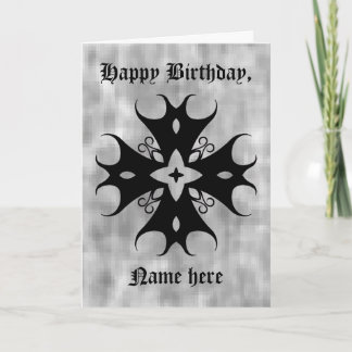 Tarjeta Cruz gótica en cumpleaños gris para personalizar