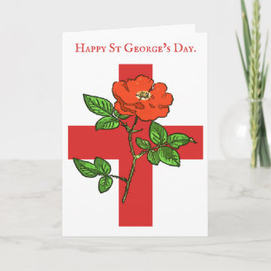 Tarjeta Cruz Heráldica de St George y Rosa Tudor Inglaterr