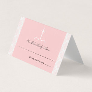 Tarjeta Cruz religiosa de la comunidad rosa de Damask