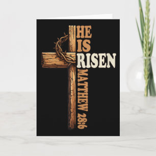Tarjeta Cruz religiosa de Pascua Él ha resucitado Jesús Cr