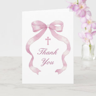 Tarjeta Cruz Santa Religiosa Agradecimiento Elegante Lazo 