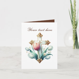 Tarjeta Cruza corta con personalizable de rosas