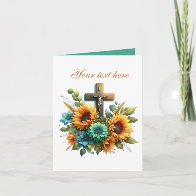 Tarjeta Cruza corta con personalizable de rosas (Anverso)