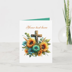 Tarjeta Cruza corta con personalizable de rosas