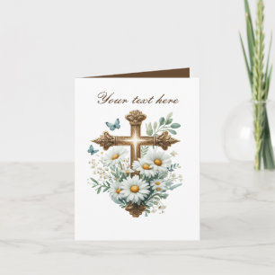 Tarjeta Cruza corta con personalizable de rosas