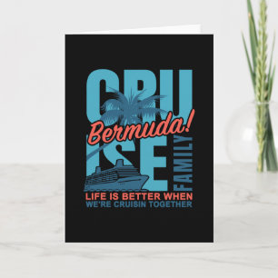 Tarjeta Cruzada Familiar en Bermudas Ropa de Viaje al Océa