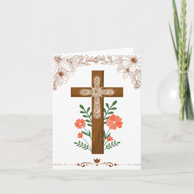 Tarjeta cruzada simple marrón de Pascua (Anverso)