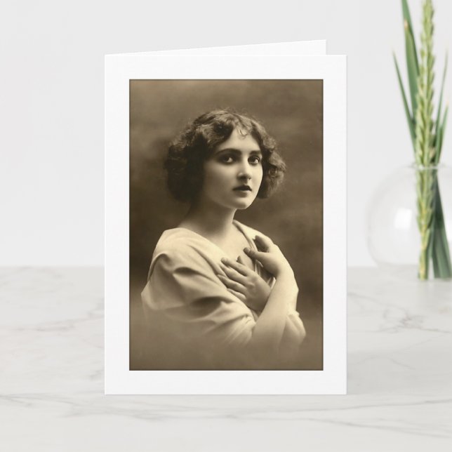 Tarjeta Cruzan los brazos de una mujer victoriana (Anverso)