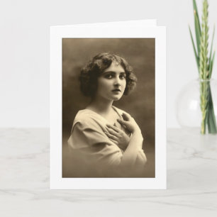 Tarjeta Cruzan los brazos de una mujer victoriana