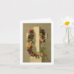 Tarjeta Cruzar con flores en Pascua