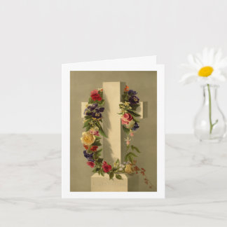 Tarjeta Cruzar con flores en Pascua