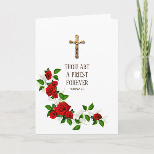 Tarjeta Cruzifixión Aniversario Ordenación Sacerdote Catól
