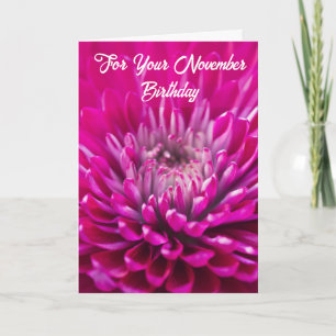 Tarjeta Crysantemo Púrpura Flor de Nacimiento para Noviemb
