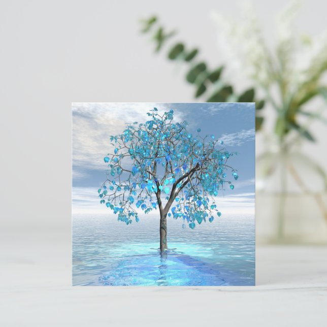 Tarjeta Crystal Blue Tree (Anverso de pie)