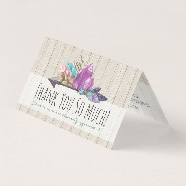 Tarjeta Crystals bohemias y Arrow Wood Gracias (Anverso)