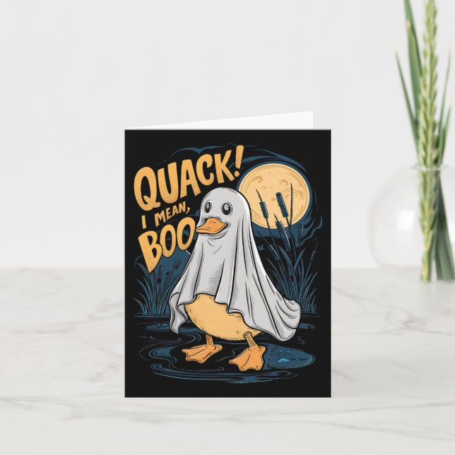 Tarjeta Cstume Fantasma Cute Duck Quack Quiero Decir Boo S (Anverso)