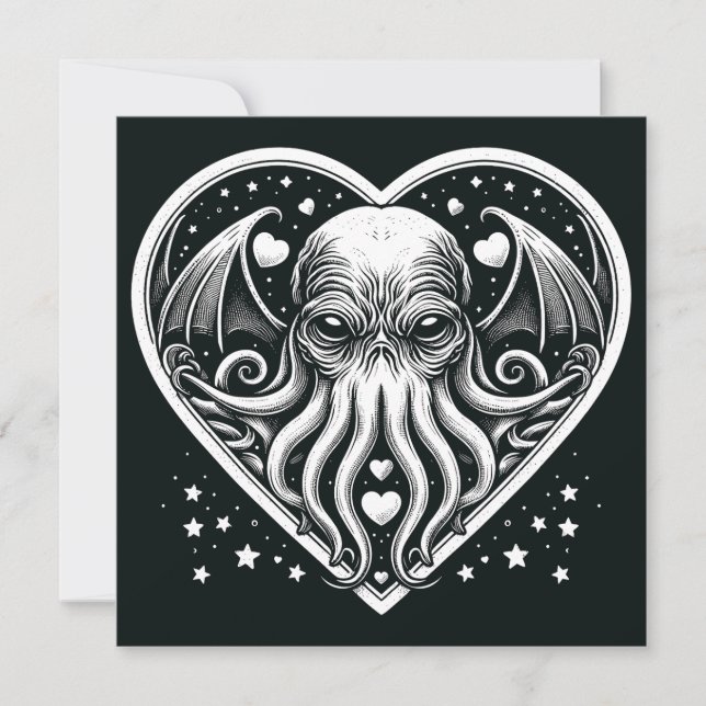 Tarjeta Cthulhu San Valentín Lovecraft Horror (Anverso)